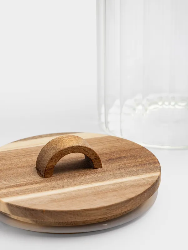 Сусымалы өнімдерге арналған құты, 1,6 л, шыны Б/ағаш, Camellia wood, image-2