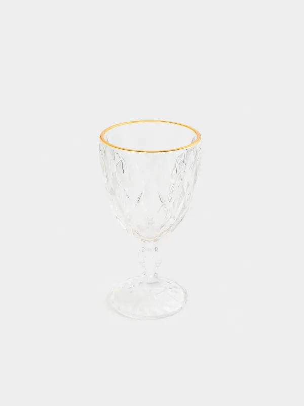 Шарап бокал-кубогы, 300 мл, шыны Р, алтын жиегі бар, Rhomb gold, image-1