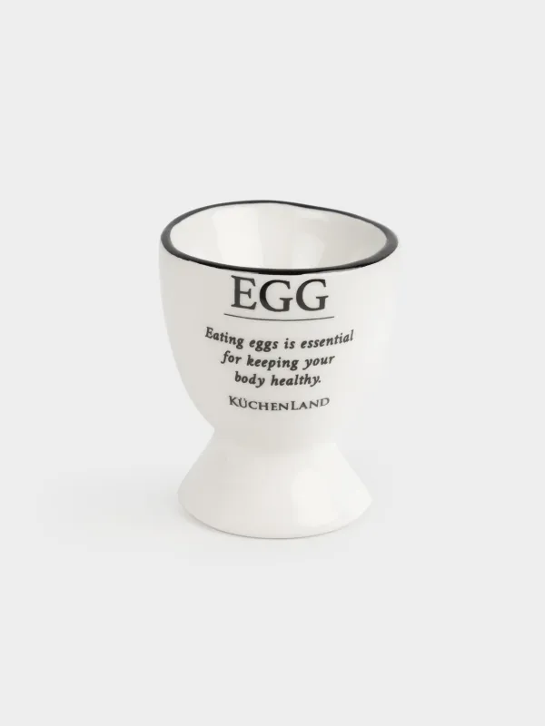 Жұмыртқа тұғыры, 6 см, керамика, сүт түстес, қара жиегі бар, Egg, Course, image-1