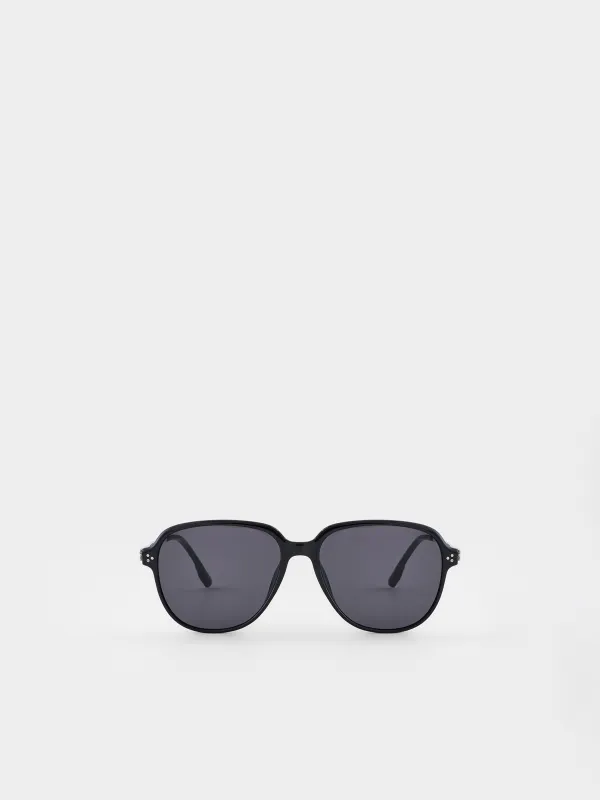 Күннен қорғайтын көзілдірік, металл/пластик, шаршы, қара, Eyewear, image-0