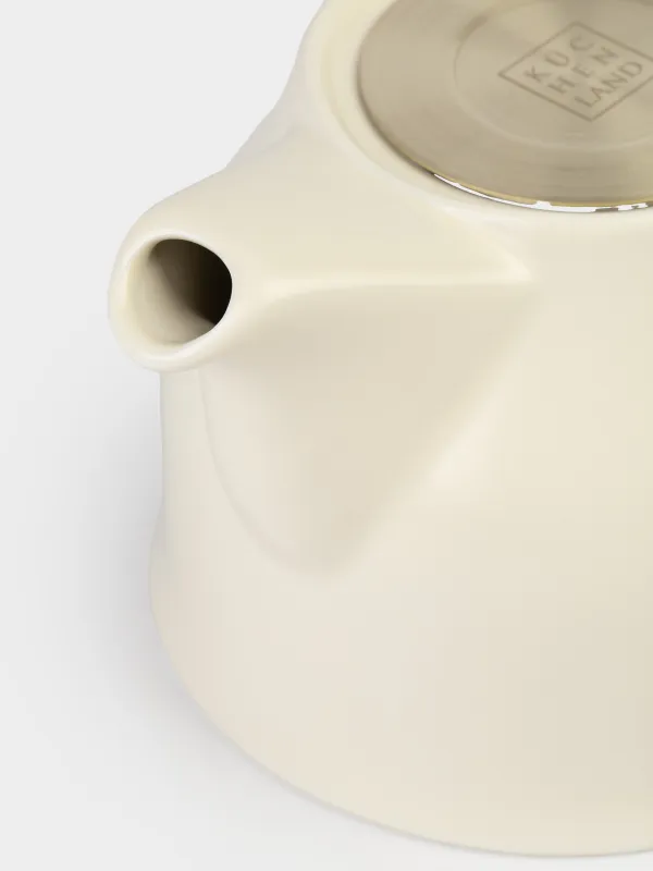 Шай демдейтін шәйнек, 1 л, керамика/болат, сүт түстес-алтын, Kettle ceramo, image-1