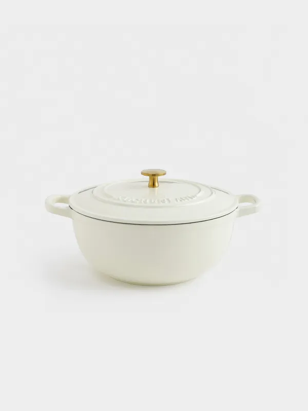 Казан, 25 см, 3,5 л, с крышкой, чугун, молочный, Light kitchen, image-0