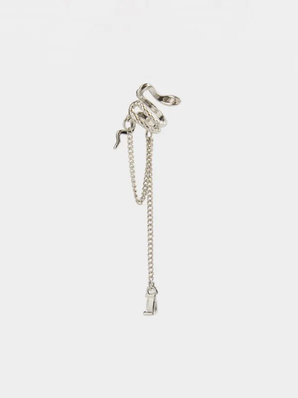 Кафф сырғасы, 7 см, аспасы бар, металл, күміс түстес, Жылан, Jewelry snake, image-1