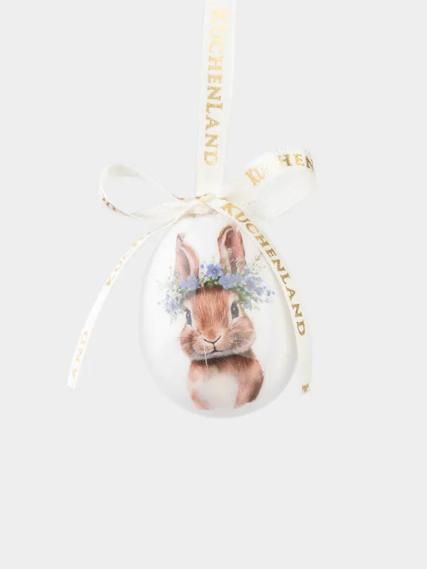 Подвеска, пасхальное яйцо, 4 см, пенопласт, Кролик с венком, Easter, image-1