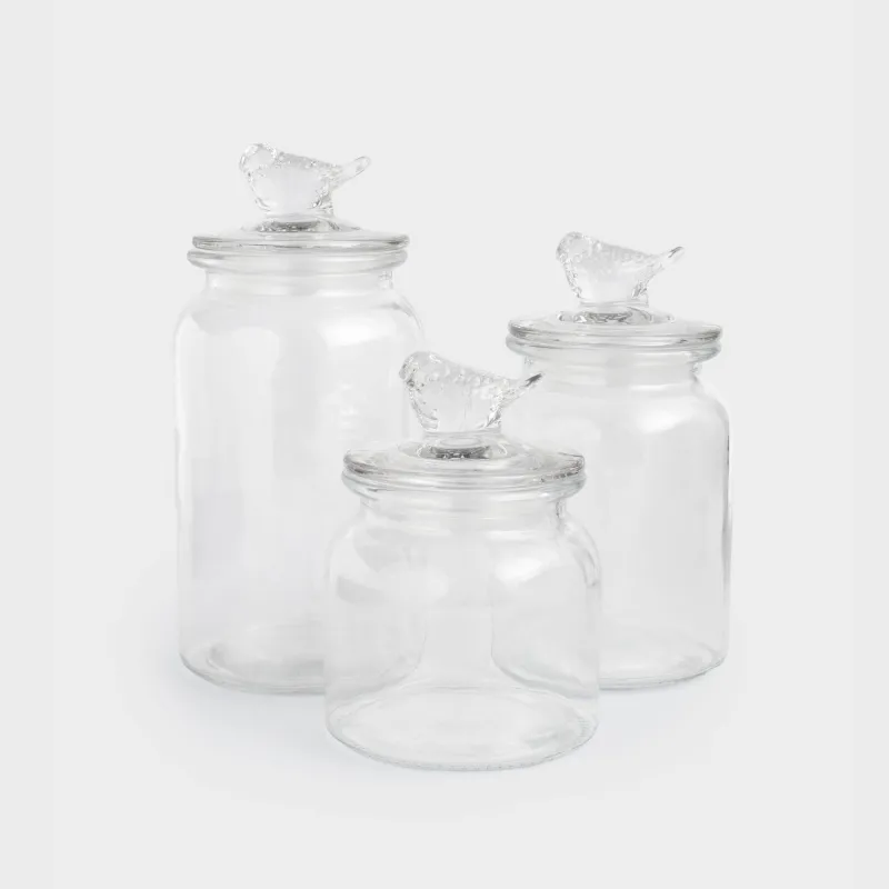 Набор банок для продуктов, 3 шт, стекло, Птица, Birds
