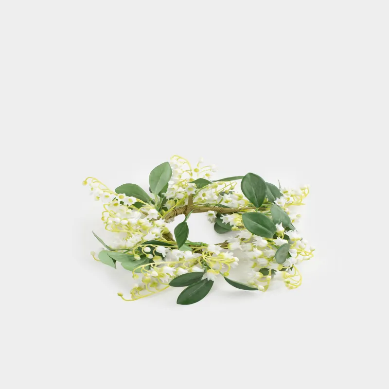 Венок декоративный, 26 см, Белые ландыши, May-lily, image-2