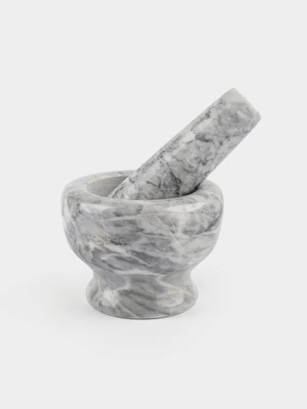 Дәмдеуіш ерітіндісі, 8 см, пестильмен, мәрмәр, сұр, Marble, image-0
