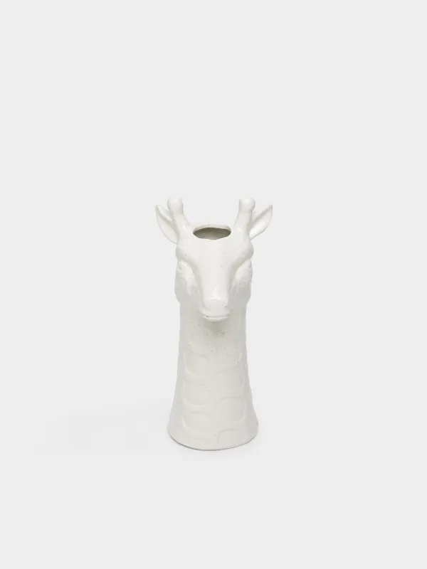 Гүл вазасы, 26 см, сәндік, керамика, сүт түстес, дақты, Керік, Giraffe, image-0