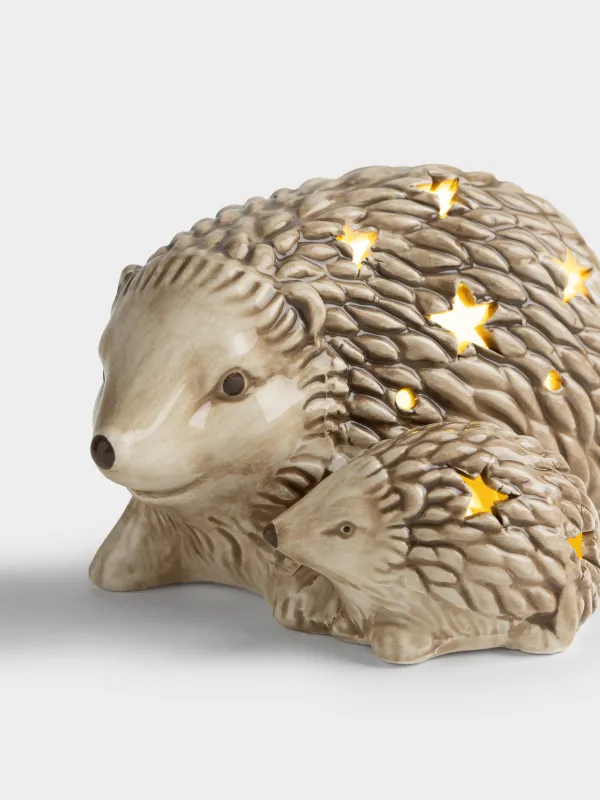 Статуэтка с подсветкой, 15 см, керамика D, серо-коричневая, Ежи, Hedgehog, image-2