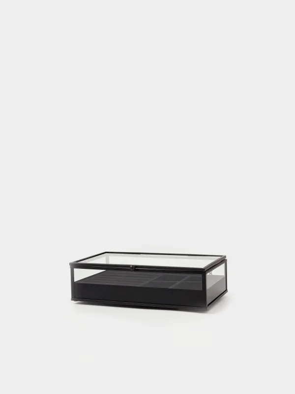 Әшекейлерге арналған қобдиша, 21х13 см, шыны/металл, қара, Collection, image-0
