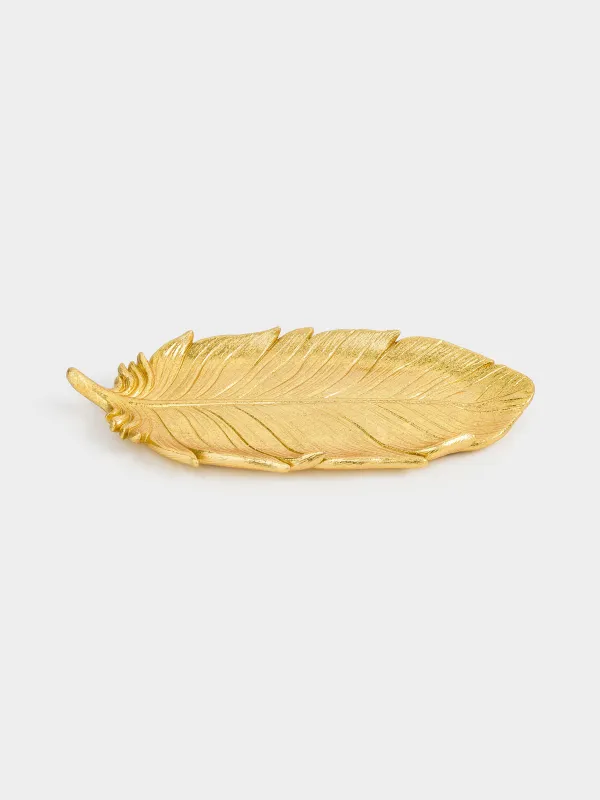 Сәндік ыдыс, 25х11 см, полирезин, алтын, Қауырсын, Feather, image-1