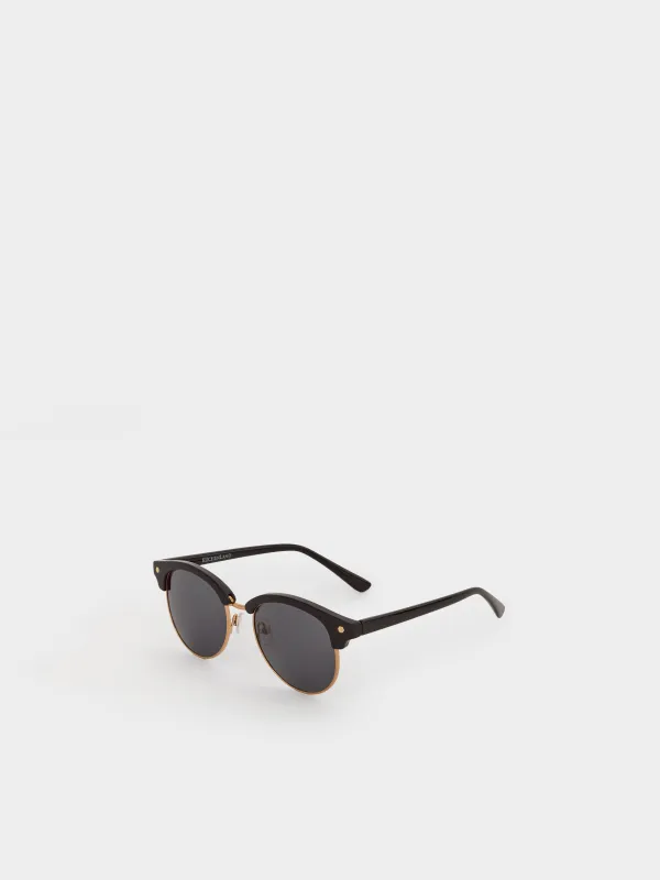Очки солнцезащитные, металл/пластик, круглые, черные, Панто, Eyewear, image-1