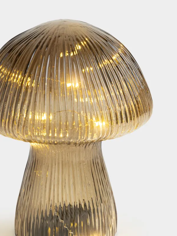 Сәндік шам, 14 см, шыны, сұр-қоңыр, Саңырауқұлақ, Illumination shape, image-1