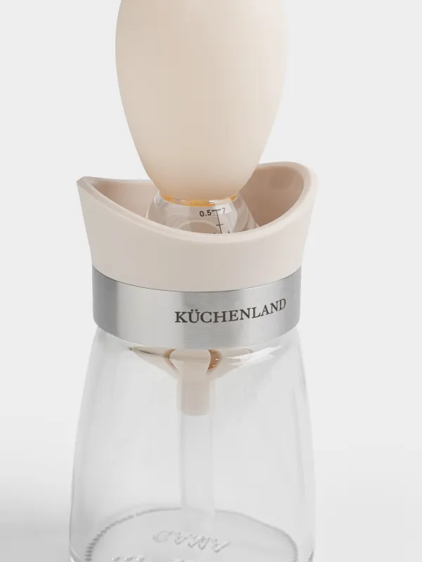 Контейнер для масла, 140 мл, с кисточкой, стекло/силикон, молочный, Milk kitchen, image-1