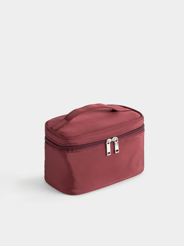 Косметикалық сөмке, 21х12 см, тұтқасы бар, полиэстер, қою қызыл, Travel color, image-1