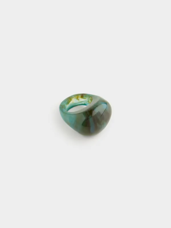 Сақина, 2 см, бірыңғай өлшем, шайыр, жасыл, Mineral, image-1