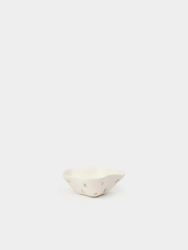 Кесе, 13х5 см, керамика, сүт түстес, Ескі гүлдер, La flore, image-0