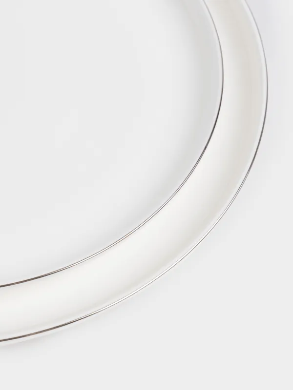 Ас сервизі, 4 адам, 12 зат, фарфор F, ақ, күміс жиегі бар, Ideal silver, image-4