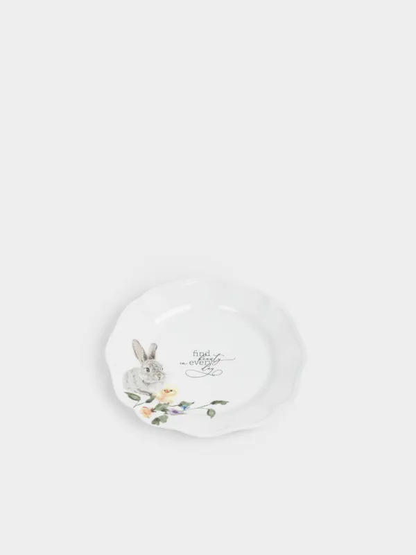 Тіскебасар тәрелкесі, 19 см, фарфор N, ақ, Қоян мен тауық, Rabbit Easter, image-2
