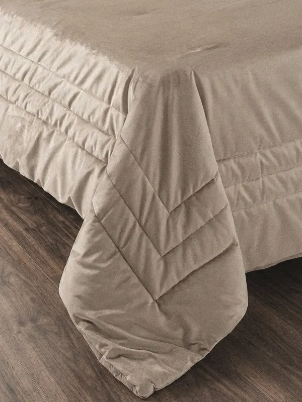 пқыш, 220х240 см, төсеніш, барқыт/микрофибра, сарғылт, жақтау, Stitch velvet, image-1