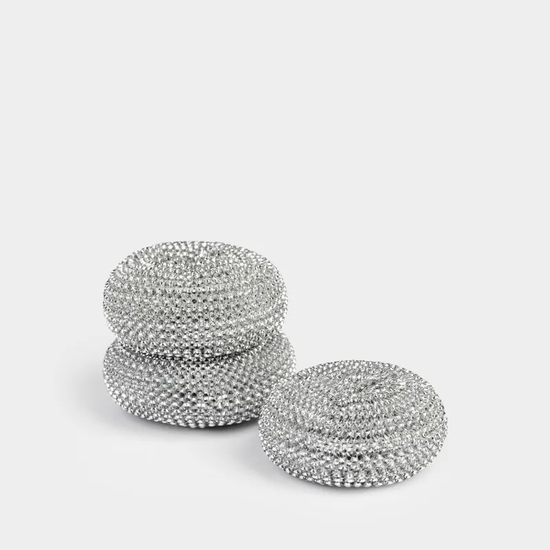 Тазалауға арналған Губка, 7 см, 3 дана, пластик, күміс, Clean
