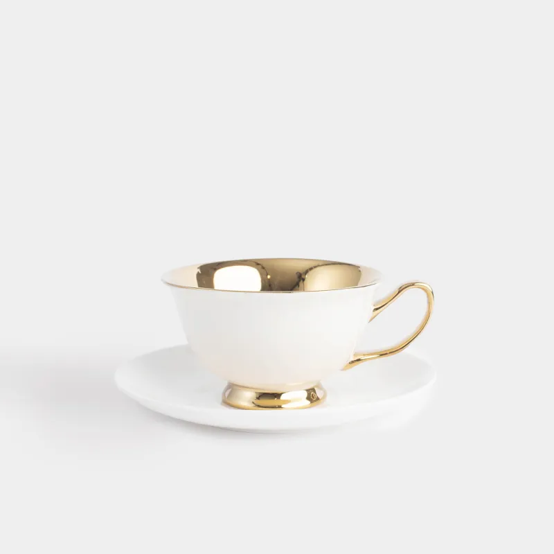 Шай жұбы, 220 мл, 1 адам, 2 зат, фарфор N, алтын-сүт түстес, Elegant gold