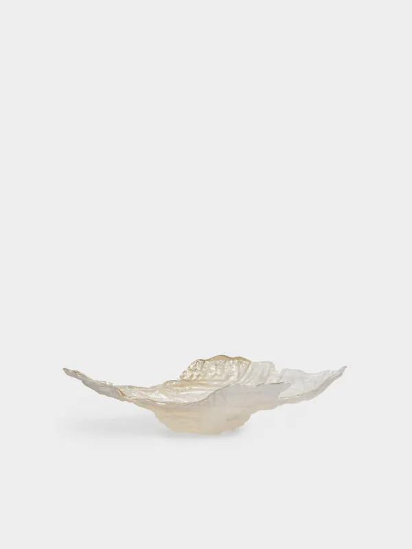Жеміс вазасы, 46х35х10 см, шыны, сүт түстес/шампан, Устрица, Shellfish, image-0