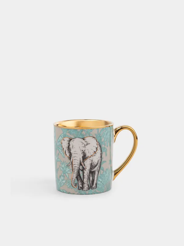 Саптыаяқ, 300 мл, фарфор N, жасыл және алтын түстес, Піл, Elephant, image-0