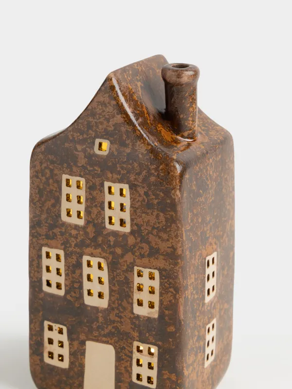 Статуэтка с подсветкой, 16 см, фарфор P, коричневая, Дом, House shape, image-2