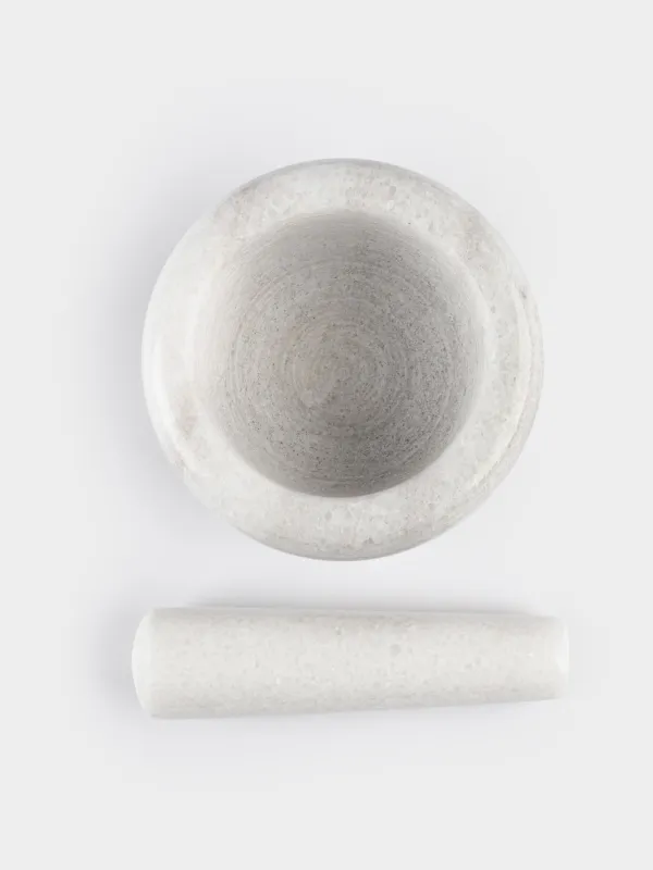 Ступка для специй, 10 см, с пестиком, мрамор, белая, Полоса, Marble, image-7