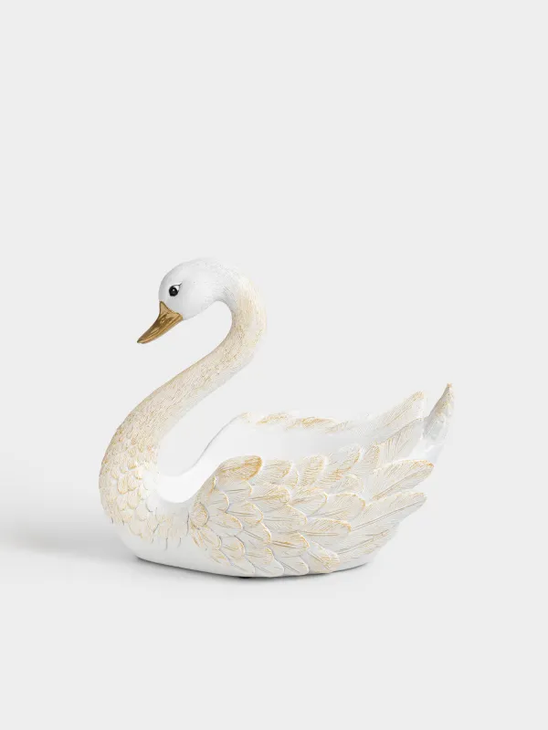 Кәмпит ыдысы, 29x25 см, полирезин, сүт және алтын түстес, Аққу, Swan, image-0