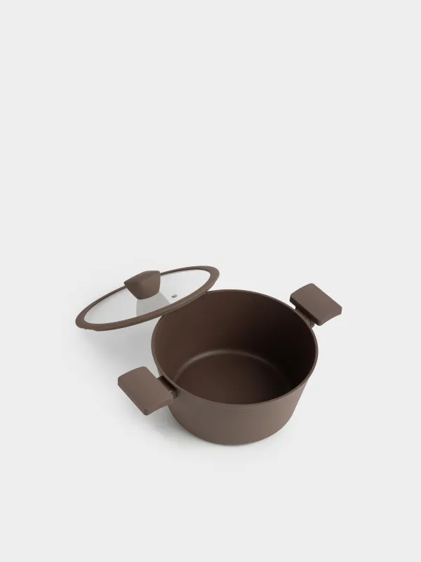 Кәстрөл, 24 см, 4,2 л, қақпағы бар, жабыны бар, алюминий, қоңыр, Brown rock, image-2