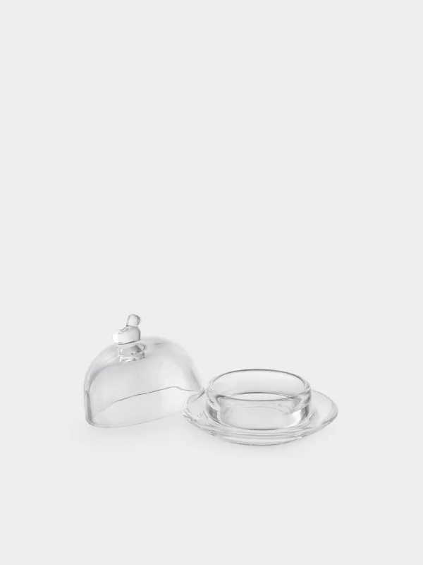 Уылдырық ыдысы, 9 см, қақпағы бар, шыны, құс, Clear, image-2