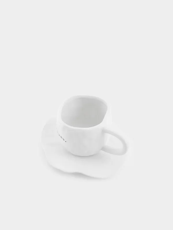 Шай жұбы, 1 адам, 2 зат 450 мл, керамика, ақ, Pause, Crumple font, image-1