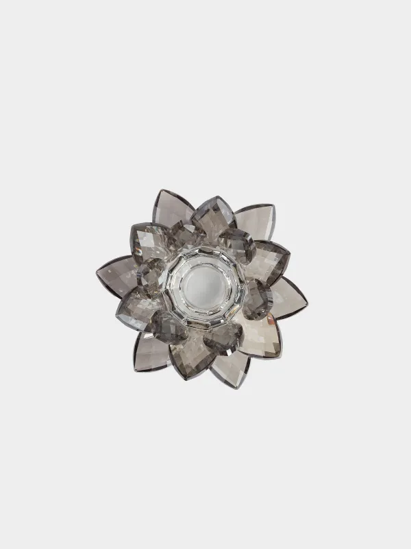 Шам ұстағыш, 11 см, жіңішке шамға арналған, шыны, сұр, Гүл, Crystal flower, image-2