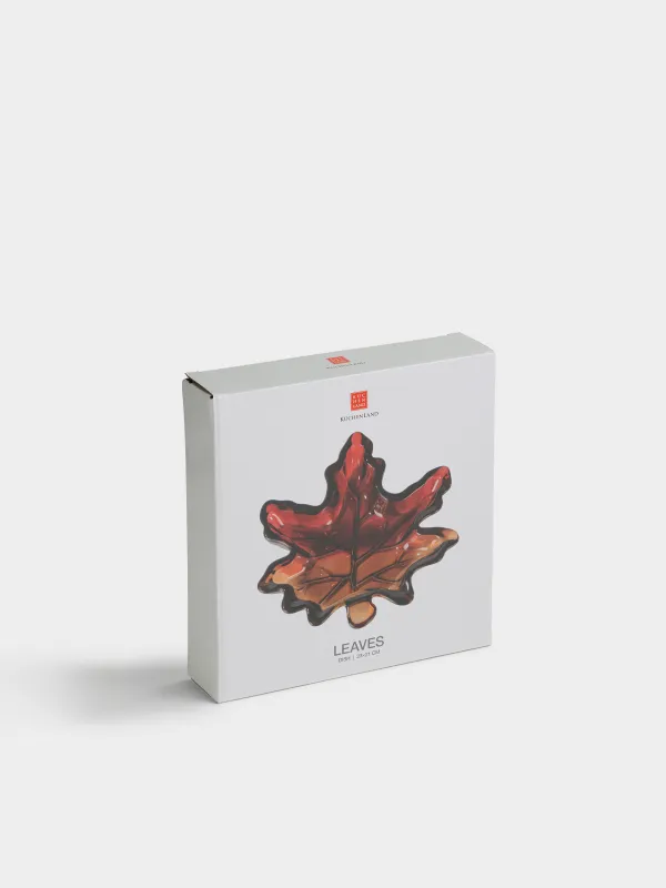 Блюдо, 23х21 см, стекло, янтарно-бордовый градиент, Кленовый лист, Leaves, image-4