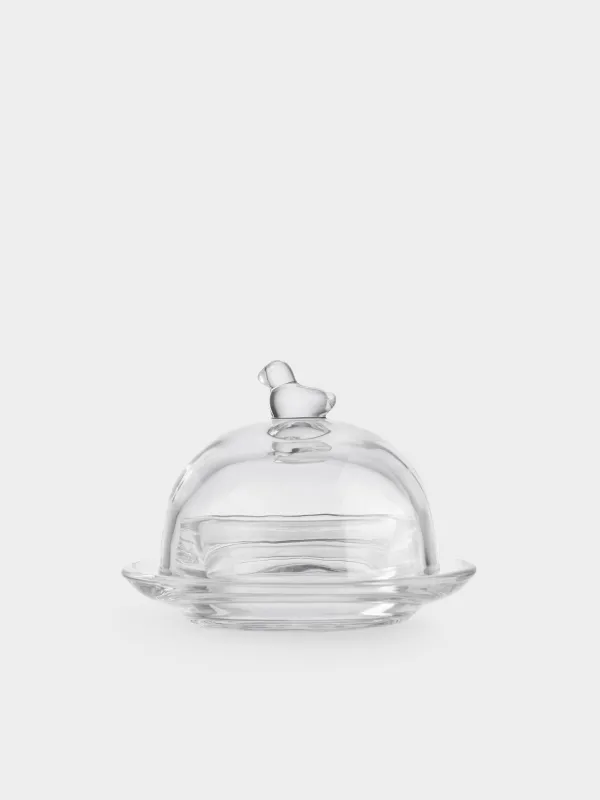 Уылдырық ыдысы, 9 см, қақпағы бар, шыны, құс, Clear, image-1