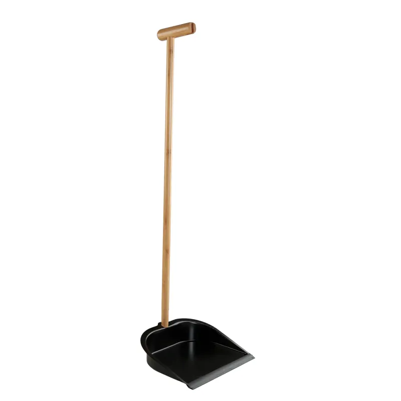 Щетка для мусора, с совком, 93 см, пластик/бамбук/сталь, черная, Black clean, image-1
