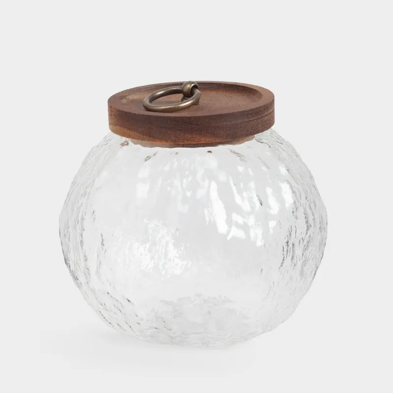 Сусымалы өнімдерге арналған құты, 1,2 л, шыны/ағаш, Glacial wood