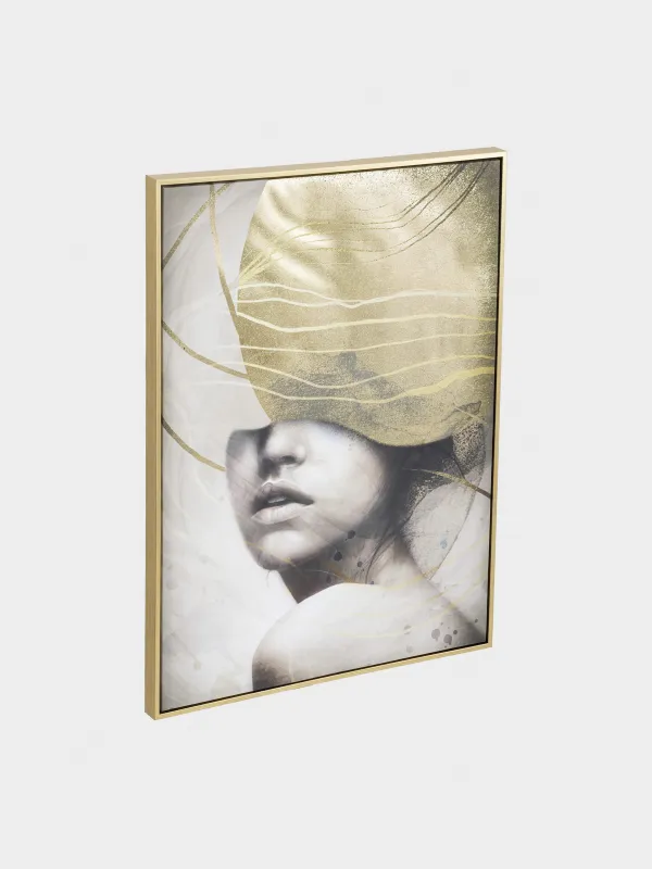 Жақтаудағы сурет, 78х103 см, кенеп, алтын қоңыр, Қыз, Abstract, image-1