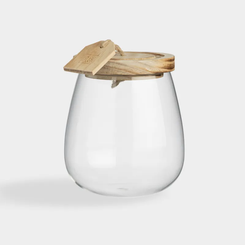 Сусымалы өнімдерге арналған құты, 1л, шыны Б/ағаш, Clear wood