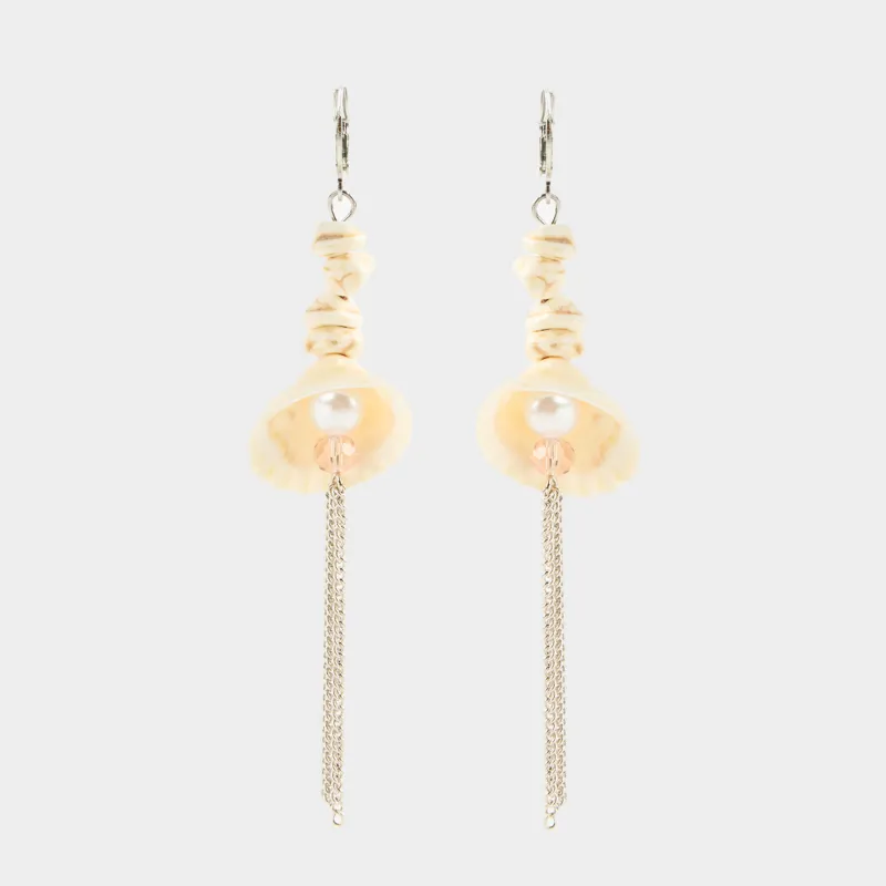 Сырғалар, 8 см, 2 дана, металл/қабыршақ, күміс, Теңіз ирекшелері, Jewelry seaside