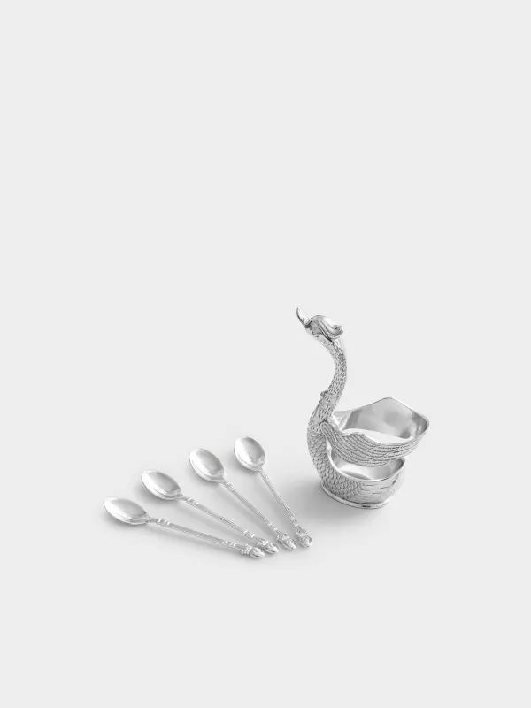 Ложка десертная, 4 шт, в подставке, Лебедь, Swan, image-1