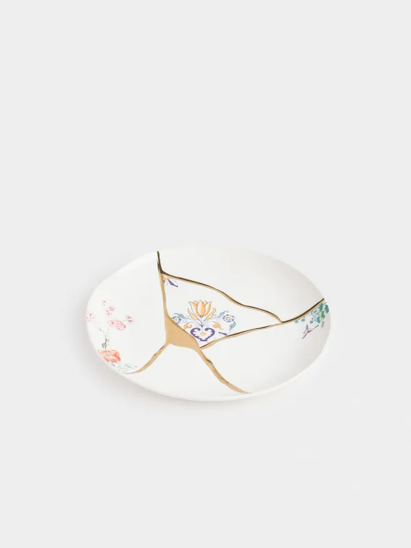 Түскі ас тәрелкесі, 27 см, фарфор N, ақ және алтын, Кинцуги, Kintsugi, image-1