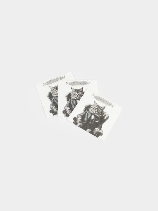 Қағаз майлықтар, 21х21 см, 20 дана, төртбұрышты, ақ, Костюм киген мысық, Cat, image-2