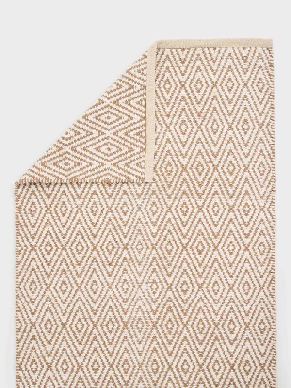 Кілемше, 65x100 см, мақта/люрекс, сарғылт-қоңыр-қоңыр, Люрексі бар ромбылар, Shiny threads, image-1