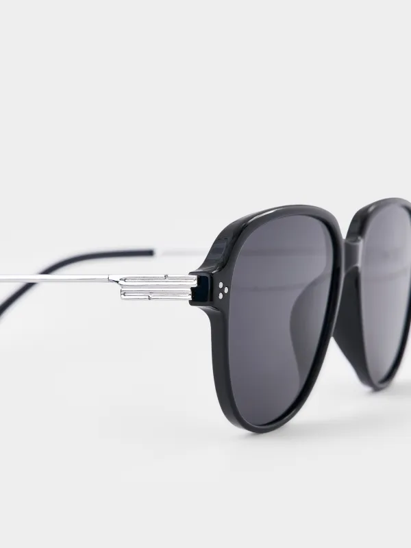 Күннен қорғайтын көзілдірік, металл/пластик, шаршы, қара, Eyewear, image-2