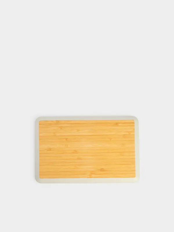 Табақша, 24х16 см, бамбук, тікбұрышты, сұр жиек, Bamboo soft, image-3