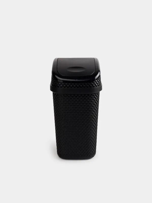 Қоқыс контейнері, 10 л, пластик, тікбұрышты, қара, Nickel, image-0
