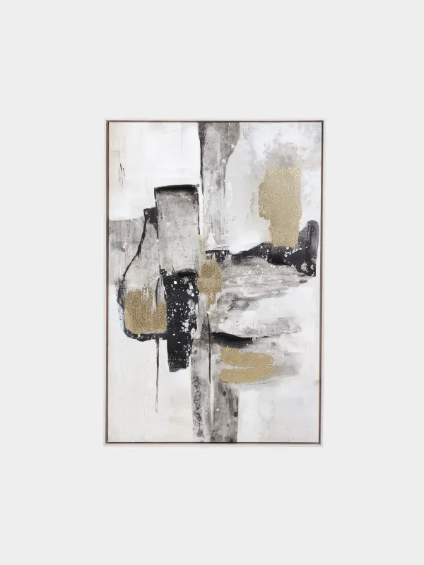 Жақтаудағы сурет, 62х92 см, кенеп, сұр-қара, Сызықтар, Abstract, image-0